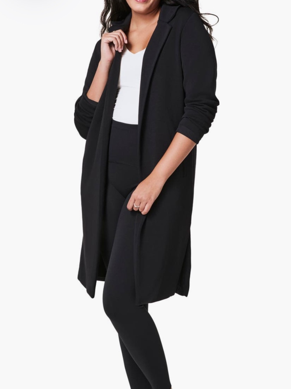 Spanx AirEssentials Long Open Front Jacket, XL, Black, Like New